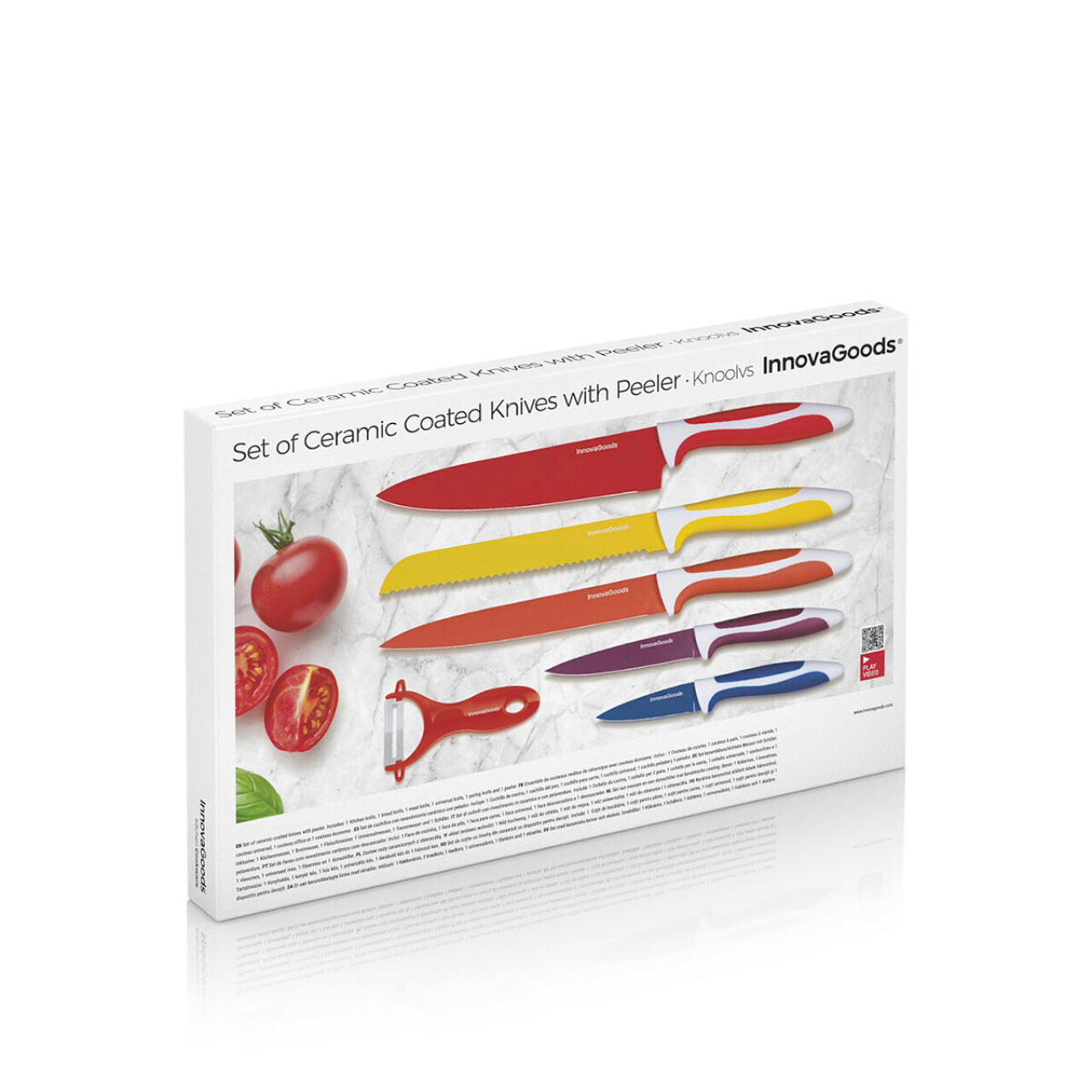 Juego de Cuchillos Cerámicos y Pelador Knoolvs InnovaGoods - Set de 6 Piezas de Alta Calidad